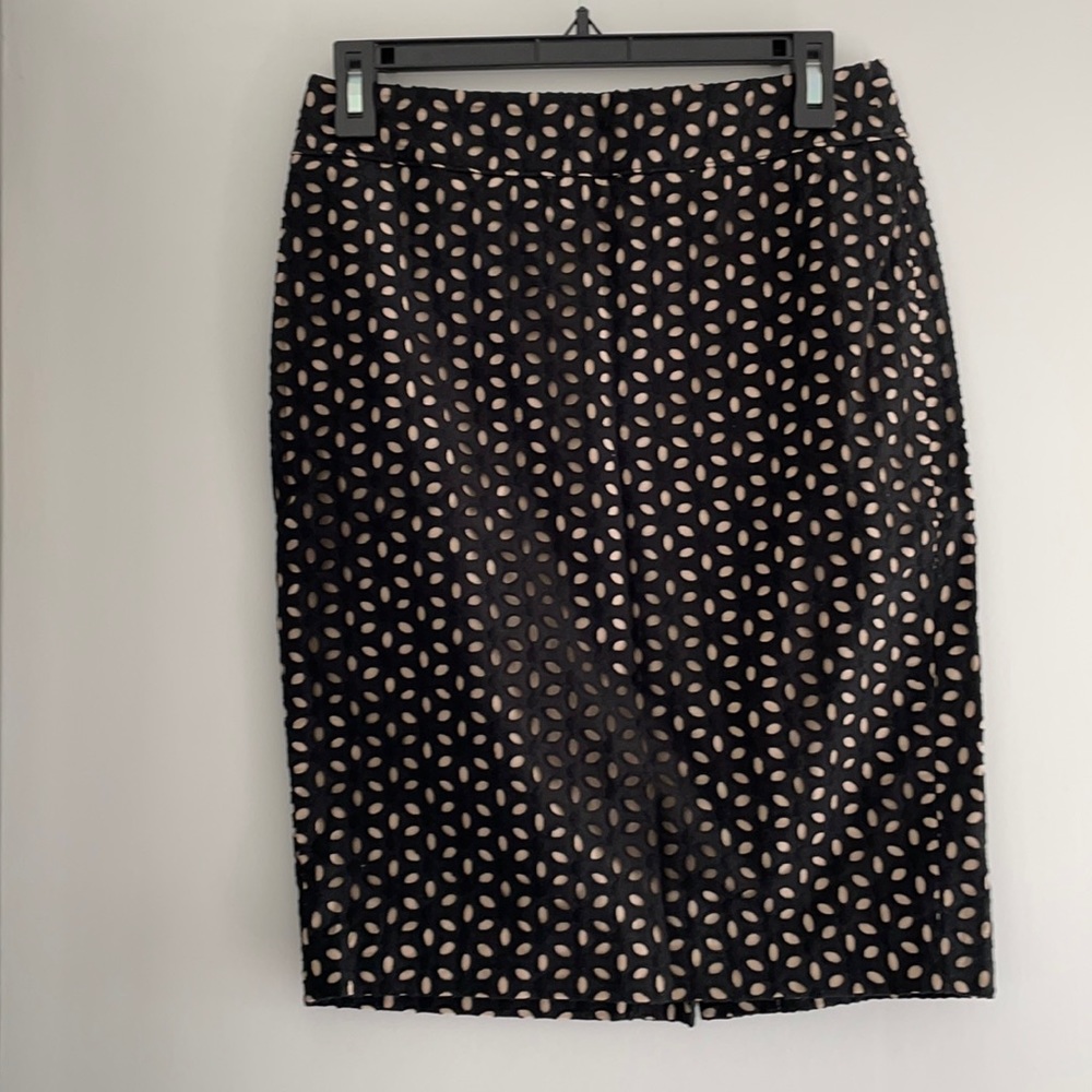 LOFT Black and Cream Midi Skirt
